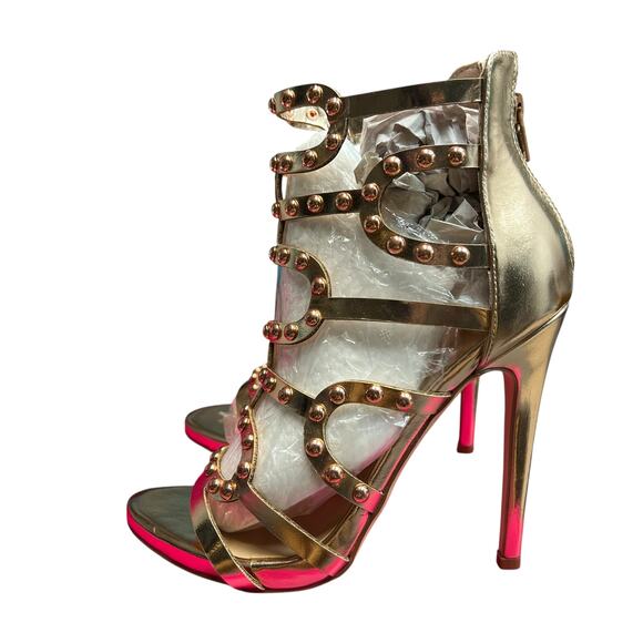 Shoedazzle Strappy Heels Size 5.5 Rose Gold Fairy Princess Party Wedding Guest - Picture 2 of 8